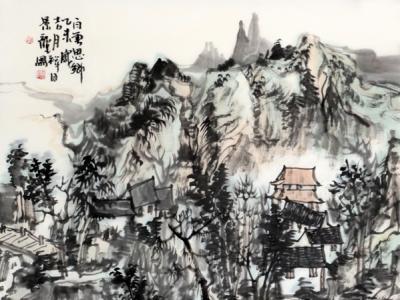 顏景龍《白云思鄉》入拍成功書畫網（微）拍第六十一期