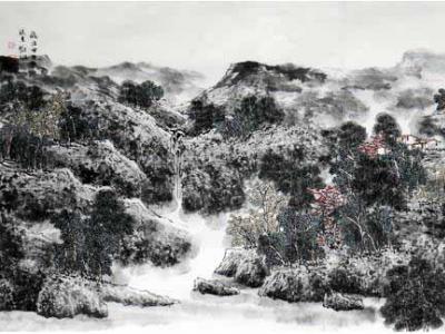鄧剛山水畫作入成功書畫網(wǎng)（微）拍第六十四期