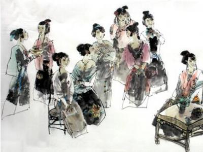 馬自強人物畫作《夢斷紅樓》入成功書畫網（微）拍第六十