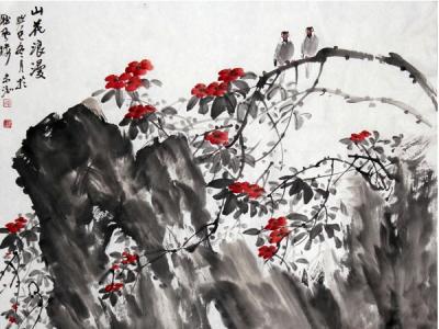 賀未泓花鳥畫作《山花浪漫》入成功網(wǎng)（微）拍第六十七期