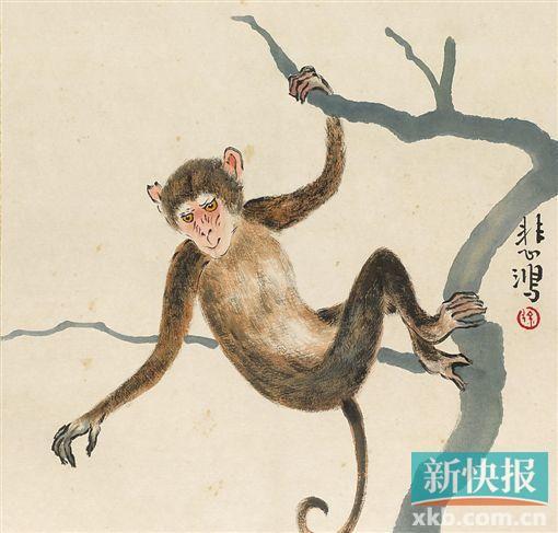 高奇峰筆下的猴子帶有人性化傾向