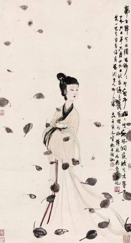 傅抱石1960年作湘夫人設(shè)色紙本