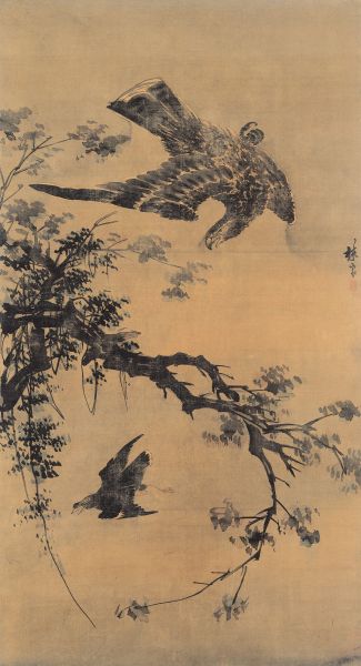 《秋鷹圖》 絹本 設色 縱136.8厘米 橫74.8厘米 臺北故宮博物院藏