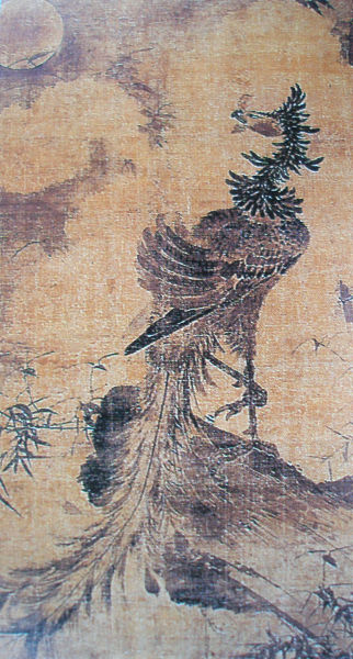 《鳳凰圖》 絹本 水墨 縱164.5厘米 橫96.5厘米 日本京都相國寺藏 