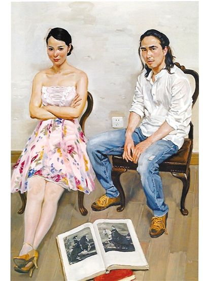 陳丹青作品《油畫院學員在墻角邊之三》。