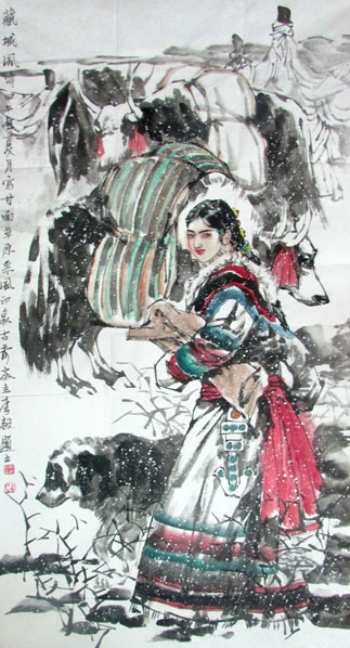 李毅人物畫作《草原風情圖》入成功書畫網(wǎng)（微）拍第九十四期拍賣