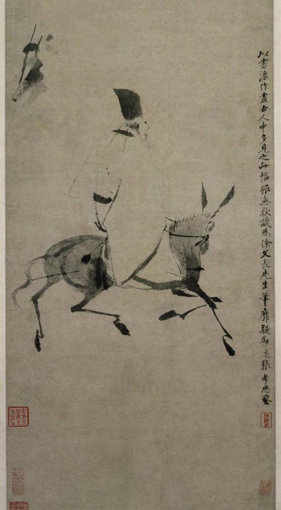 徐渭，《驢背吟詩圖》軸，紙本，臺(tái)北故宮博物院藏
