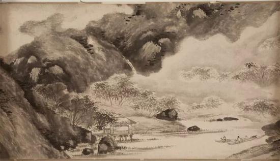 陳淳，《罨畫山圖》局部，天津博物館藏，正在南京博物院展出