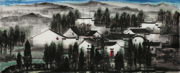 陸學東山水畫作品入成功書畫網（微）拍第九十五期拍賣