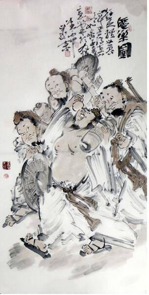 張立奎人物畫作《仙樂圖》入成功書畫網（微）拍第九十六期拍賣