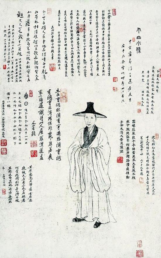 黃安平《個山小像軸》，紙本水墨，97×60.5cm，清，八大山人紀念館藏