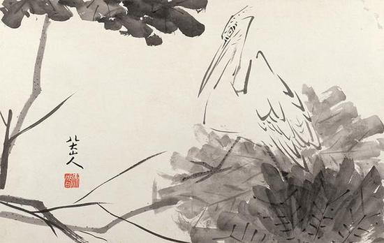 八大山人《雜圖圖冊》，紙本水墨，30×47cm，清，故宮博物院藏