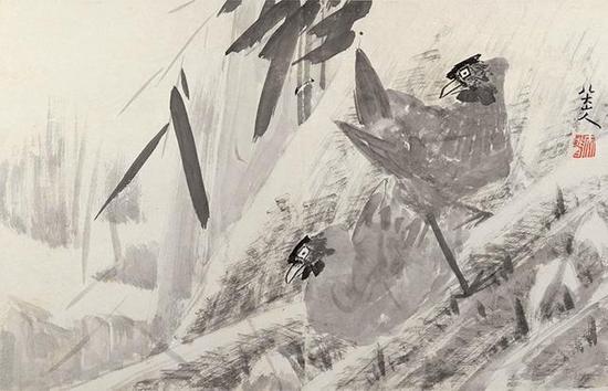 八大山人《雜圖圖冊》，紙本水墨，30×47cm，清，故宮博物院藏