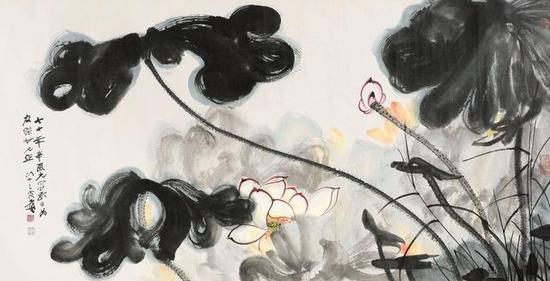 張大千《山水》，紙本立軸，102×51cm
