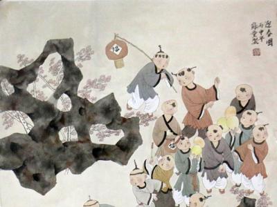 蘇童先生人物畫作《迎春圖》入成功書畫網（微）拍第九十七期拍賣