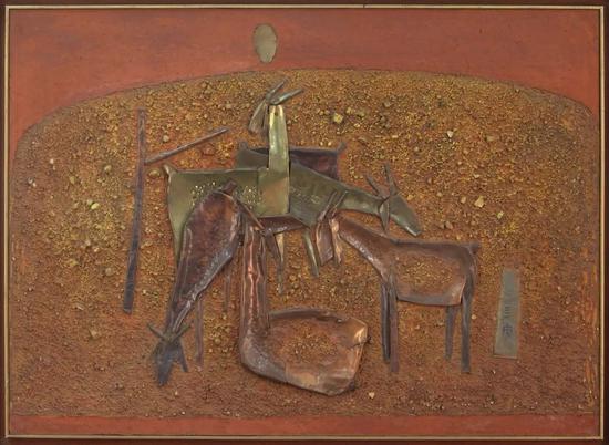 鐘泗濱，《山羊》，綜合材料，66×91cm，1974。圖片：致謝亞洲藝術中心