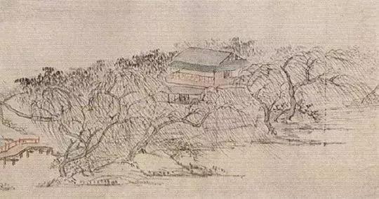 柳如是《月堤煙柳圖》局部
