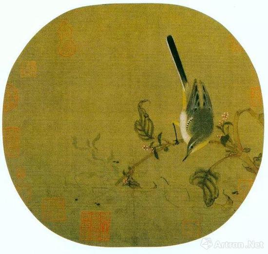 宋代徐崇矩《紅蓼水禽圖》設(shè)色絹本扇面 25.2×26.8厘米  北京故宮博物院藏