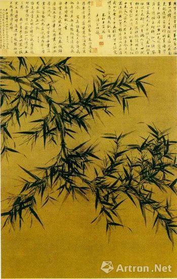 宋代文同《墨竹圖》墨筆絹本  131.6×105.4厘米  臺北故宮博物院藏