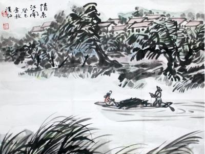 馮漢江山水畫作《情寄江南》入成功書畫網(wǎng)（微）拍第九十八期拍賣