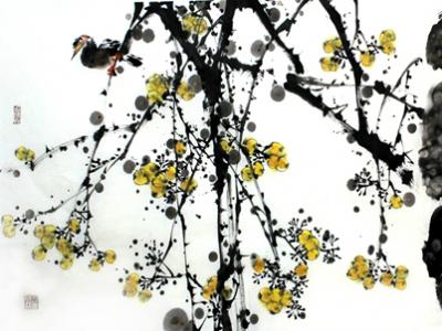 梁時(shí)民花鳥畫上拍成功書畫網(wǎng)（微）拍第九十八期拍賣