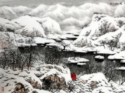 留白中的水墨情韻——趙春秋《溪山踏雪圖》賞析