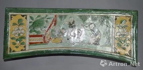 三彩童子傀儡戲枕(枕面)