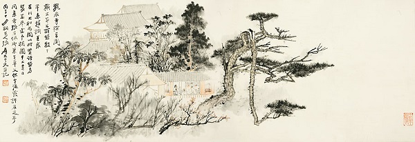 《龍泉寺檢書圖》　張大千 1936年　紙本設色　中國國家博物館藏