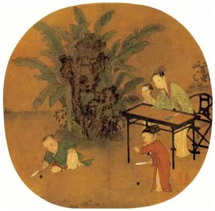 《蕉蔭擊球圖》