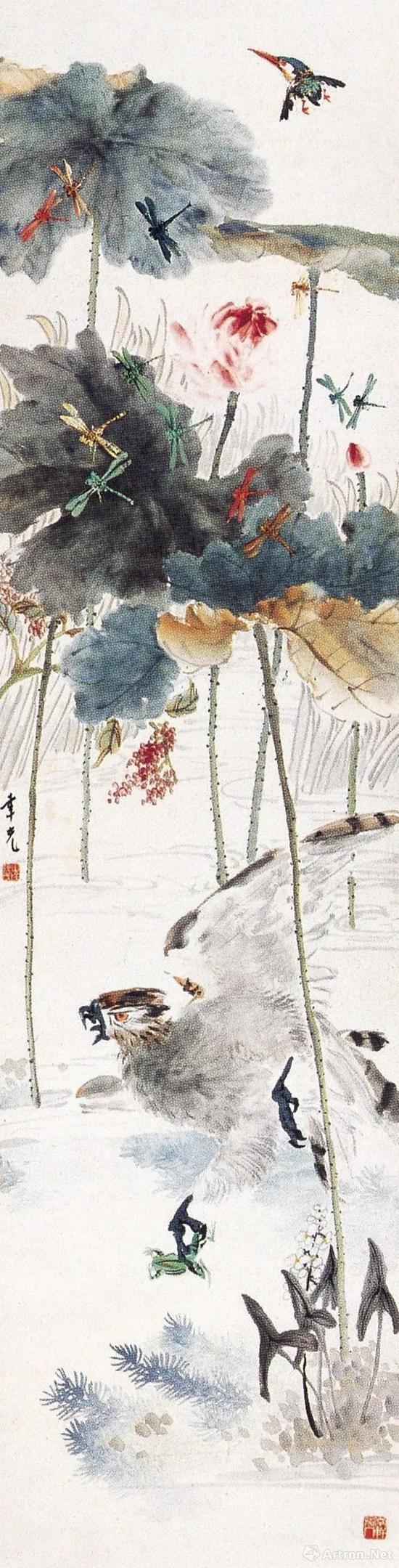 金城 《臨盛子昭漁樂圖》 1919年作 立軸 131.5×54厘米  水墨紙本