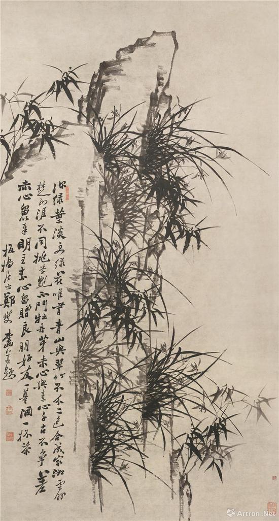 鄭燮 《竹石圖》軸 　　紙本水墨 　　縱 202cm 橫 107cm