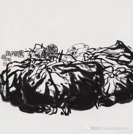 潘公凱《一團荷氣圖》138x138厘米 2014年