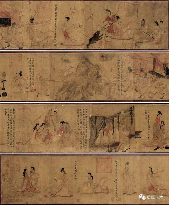 顧愷之《女史箴圖》，現存有唐代摹本，絹本設色，現收藏于大英博物館