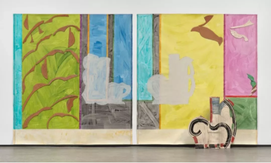 貝蒂·伍德曼（Betty Woodman）， 《Paola‘s Room（diptych）》， 237.5×440.1×29.8cm，2011