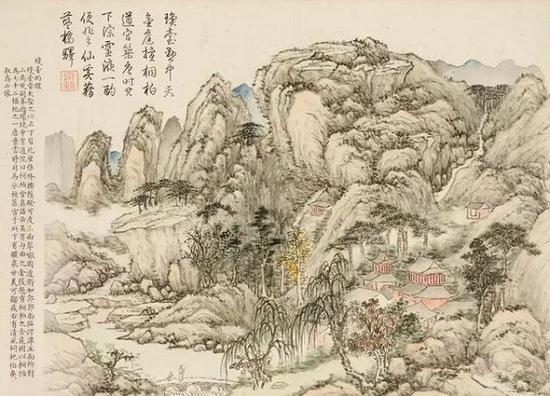 《臺山瑞景》局部 清代 錢維城