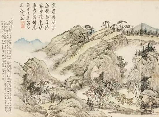 《臺山瑞景》局部 清代 錢維城