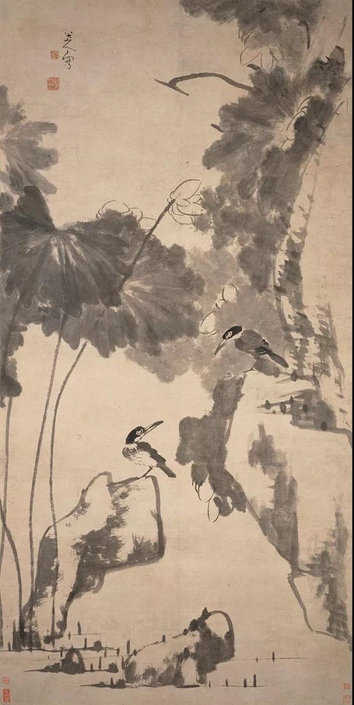 　清 朱耷 《荷花翠鳥圖軸 》 上海博物館提供
