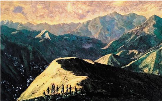 潘繼安 西北的黃昏 磨漆畫 1955年 越南美術博物館藏