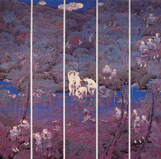 9。陳孟昕《暖月亮》中國畫 230cm×220cm 2004年 中國美術館藏
