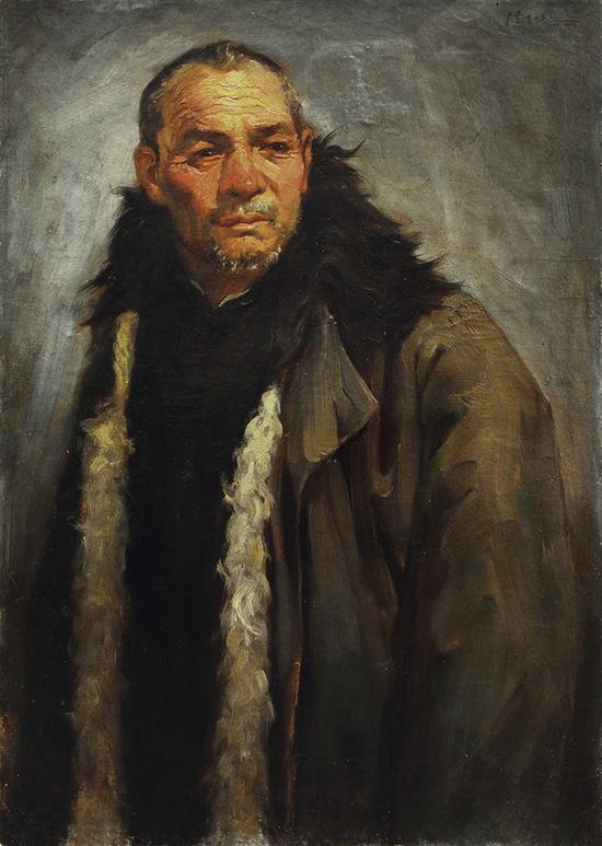 15。楊立光《穿皮大衣的老人》布面油彩 86cm×61cm 1942年