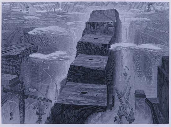 26。王曉愚《世紀三峽》套色木刻 80cm×110cm 1999年 湖北美術館藏