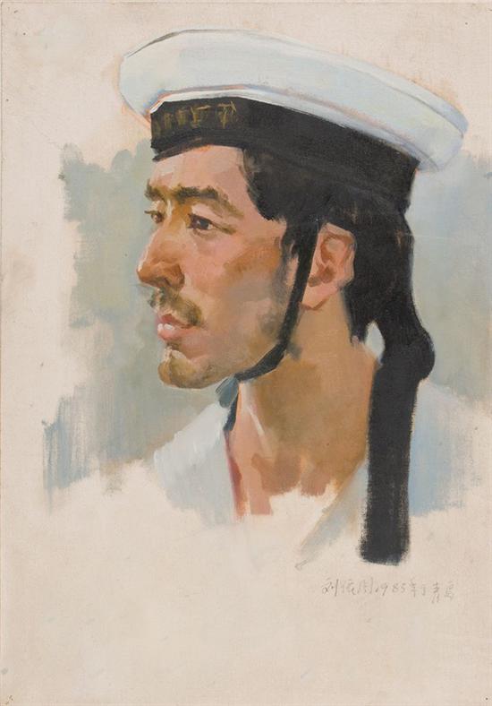 18。劉依聞《海軍像》布面油畫57cm×43cm 1983年 湖北美術館藏