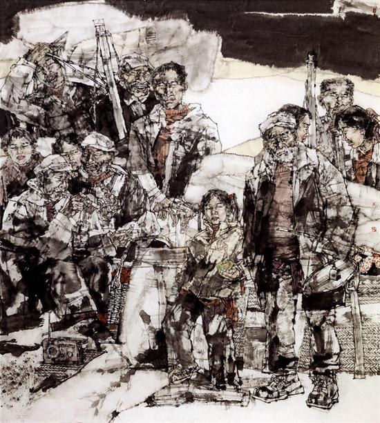 38、曹曉凌《 1978春的開典》，中國畫，200cm×180cm ，2016年