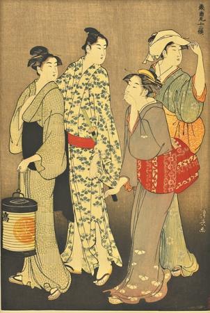 魯迅藏品《色町街上的夕》（鳥居清長(zhǎng) 浮世繪）。