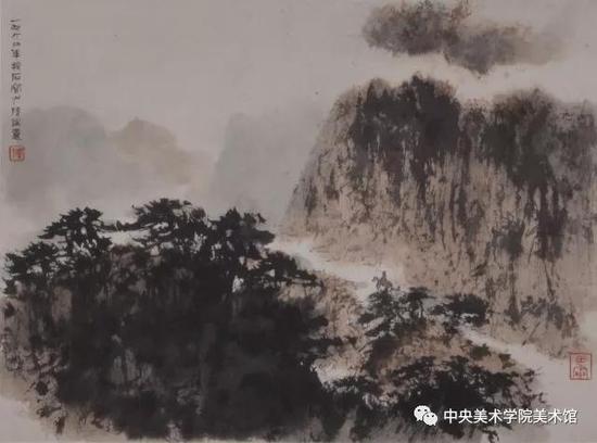 傅抱石  風景  紙本設色  34.5×46cm  1962  中央美院美術館藏