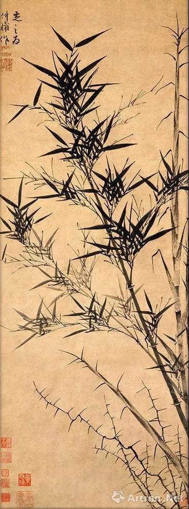 元 顧安 新篁圖軸 紙本 橫：91cm，33.1cm