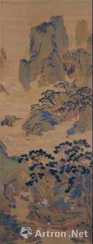 仇英《玉洞仙源圖》 縱：169cm，橫：65.5cm