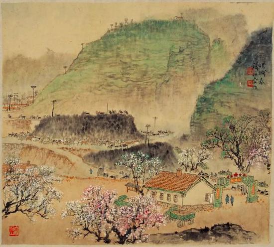 錢松喦 《煤城春》49.5×55.5cm 20世紀50年代