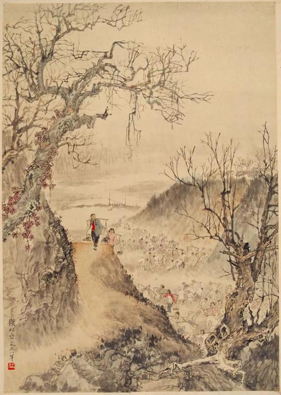 錢松喦 《開鑿映山湖》74×51.5cm 1958年
