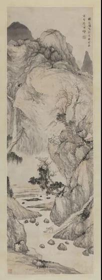 楊文驄（款） 懸崖觀瀑  明代 中國(guó)美術(shù)館藏（鄧拓捐贈(zèng)）